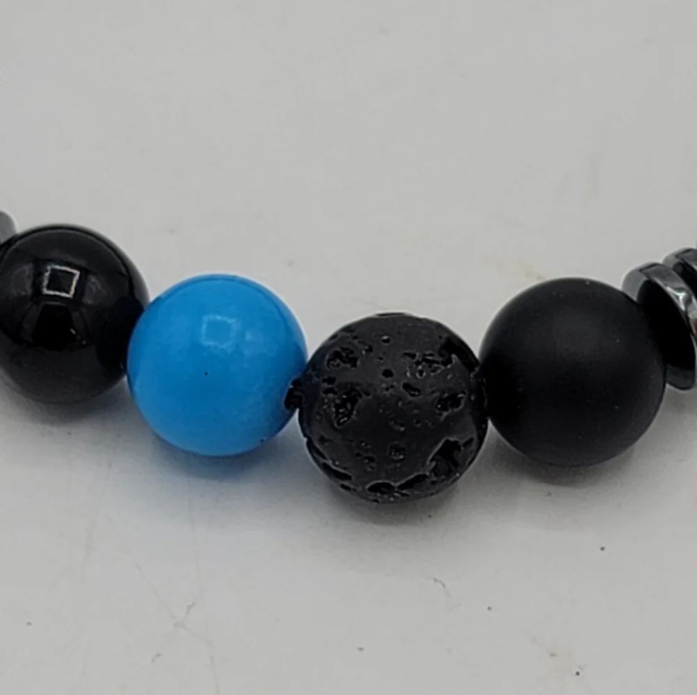 Black Matte Agate Stone Bead Stretch Yoga Bracelet New Without Tags NWT